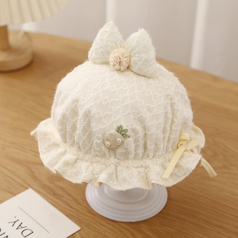 

Солодкий капелюшок для дівчаток Милий бантик Мереживна шапка з оборками для новонароджених Весна Осінь Сонцезахисні шапки для немовлят