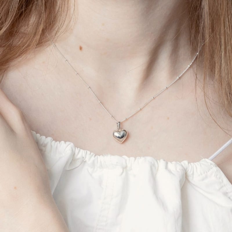 LILYKORI 925 Silver Heart Ball Necklace
