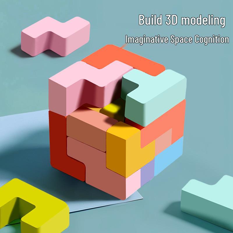 3D Stereoscopic Tetris Puzzle Blocks: Multi-functional Wooden Board Game for Parent-Child Interaction.