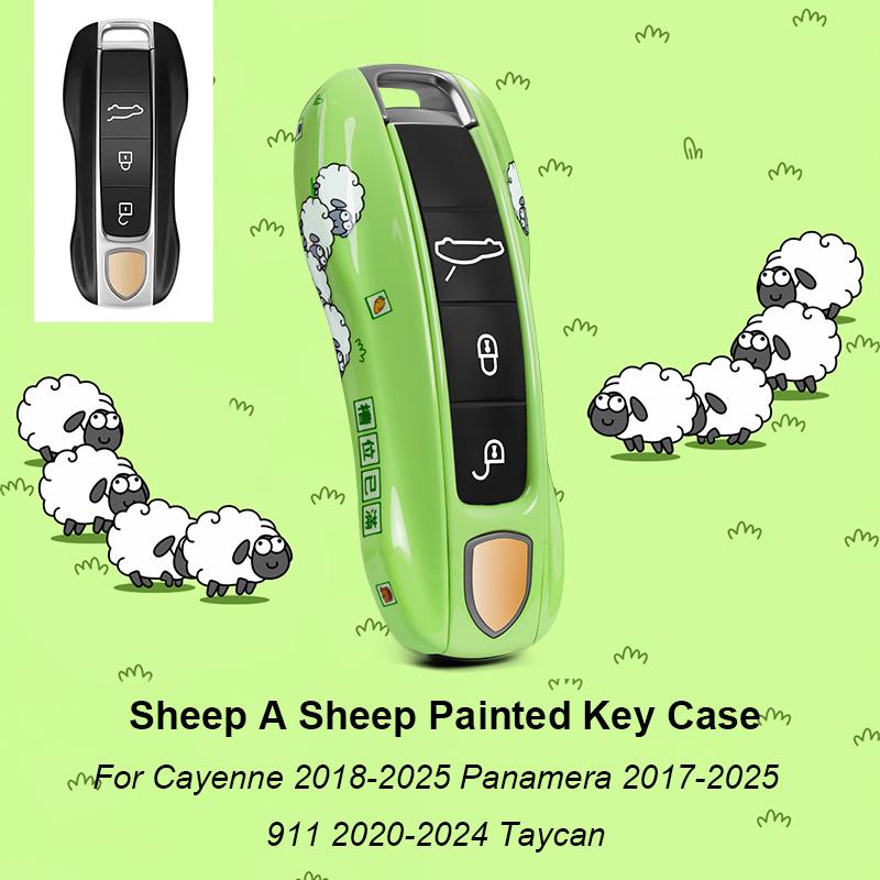For Porsche Panamera Cayenne Macan 718 Cayman Boxster 911 Taycan Car 92 Track Key Case Protective Shell Remote Control Fob Cover
