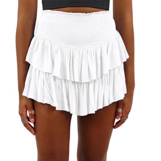 Charming Loose Fit Dressing Up Comfy Women Double Layer Ruffle Hem Mini Skirt Streetwear Beach