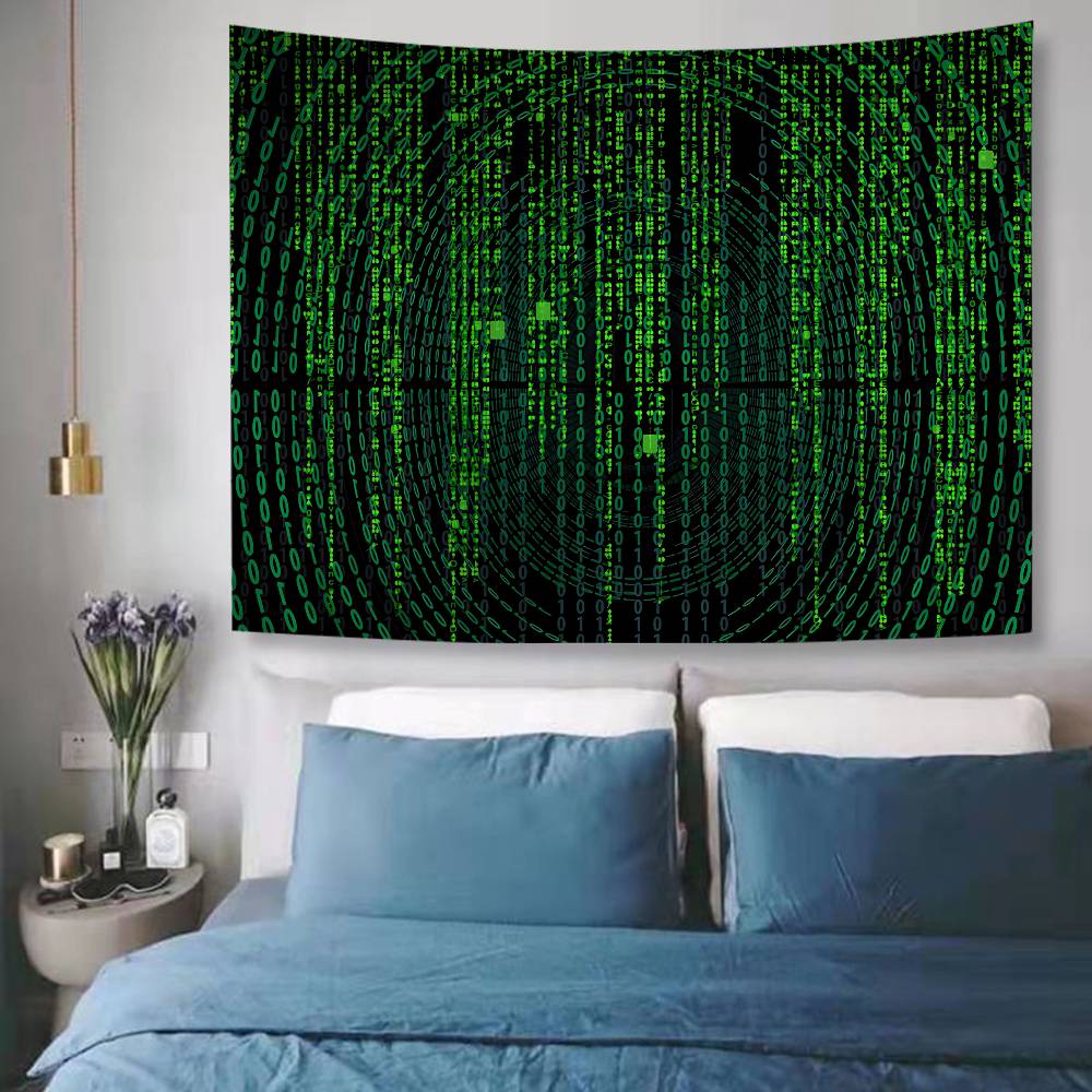 Binary Code The Matrix Program Chart Printed Large Wall Tapestry Indian Buddha Wall Decoration Witchcraft Bohemian Hippie Wall