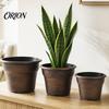 Distressed Copper Texture Planters Retro Flower Pot with Saucer, Bronze Finish Plant Drainage Holes, Breathable Thickened Plastic Planter for