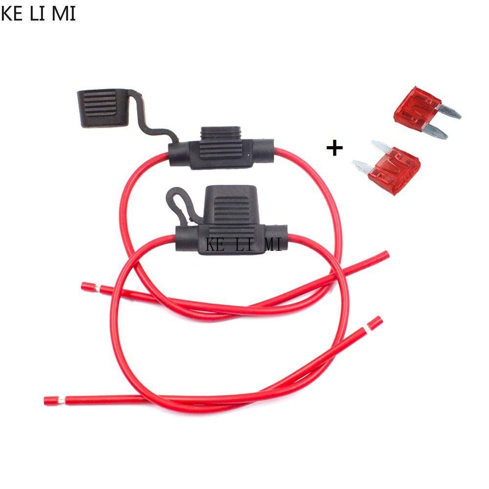 2Pcs Auto Car Blade Inline Type ATM Mini Fuse Waterproof Holder Case Motor Tap Blow Blo 12V 32V 16 AWG Wire Cutoff Switch Socket Fuses4