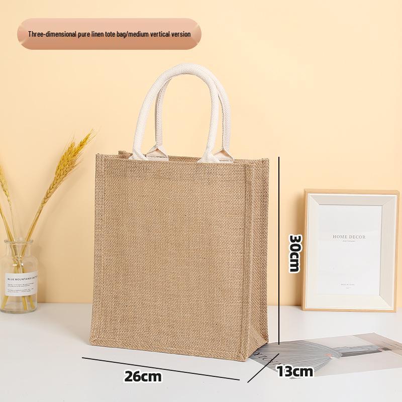 Custom Logo Hand-Painted Tote: Jute, Canvas, Cotton & Linen Handbag, Burlap DIY Lunch Box Bag