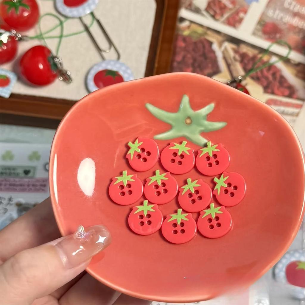 10ks Roztomilé kreslené rajče sněhová vločka Plastové knoflíky Dětský kabát Cardigan Knoflík DIY Dekor Dívka Dětské oblečení Šicí doplňky