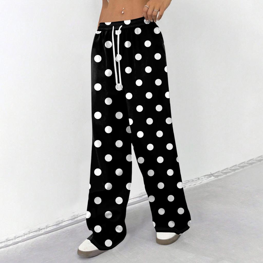 Women's Casual And Fashionable  Elastic Waist Loose Wide Leg Pants