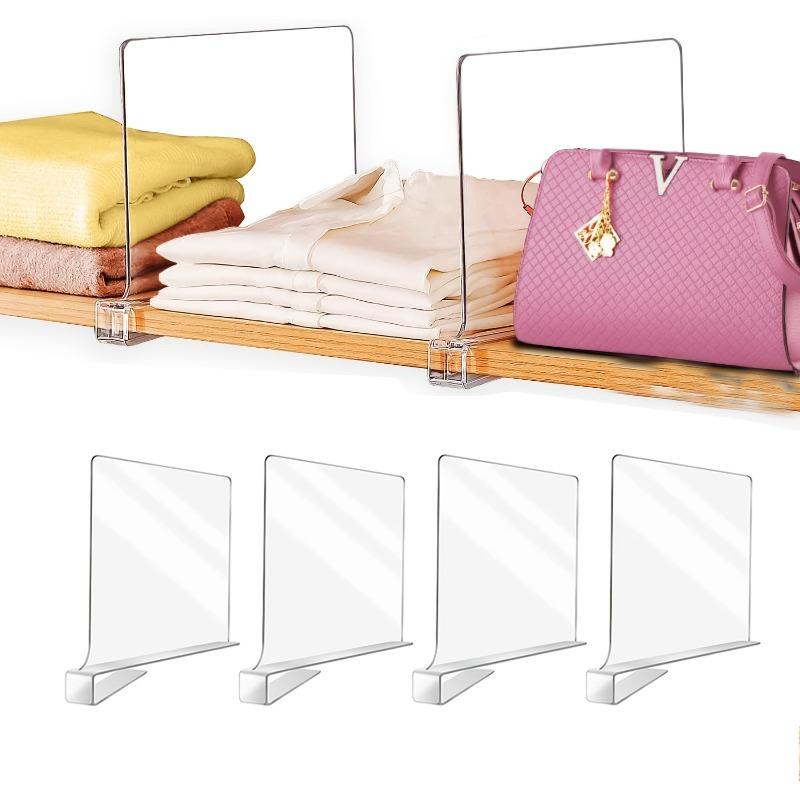 Transparent Wardrobe Divider Hard Organiser Women's Bag Accessories Clothing Storage Partition No Drill Closet Shelf Organizer
