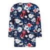 Women's Fashion Casual Seven Split Sleeve Burst Vintage Floral Print Pullover Top