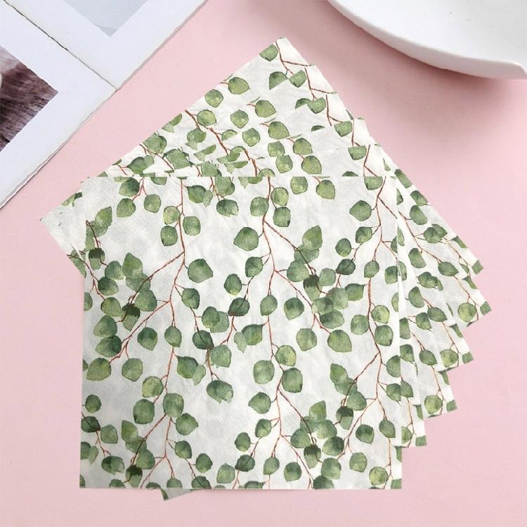 20PCs Eucalyptuses Patterneds Napkins Absorbent Dinnerware for Festives Gatherings