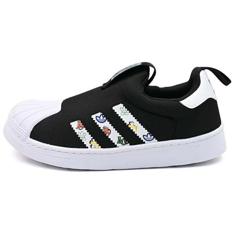 Adidas Originals Superstar 360 Synthetic Leather Fabric Versatile Comfortable Simple Low-Top Kids Skate Shoes Kids Sneaker Black JS0687