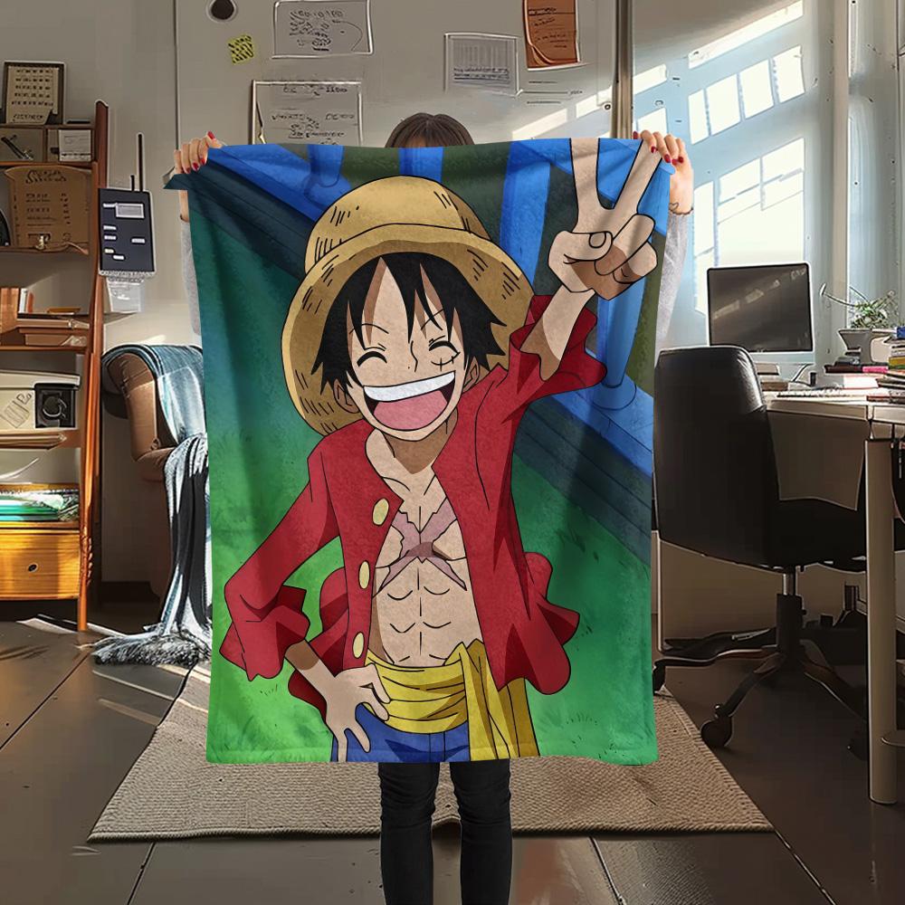 1PC Luffy D Patterned Flannel Blanket Suitable For All Seasons For Home Decor Warmth And Comfort Gifts Holiday Present
