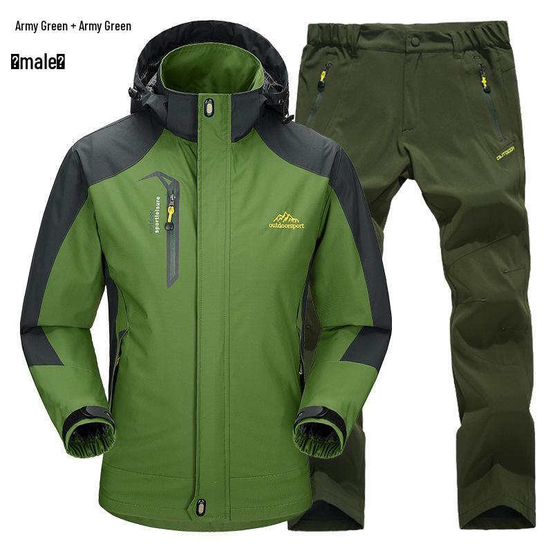 Outdoor Windbreaker Pants and Jacket Set for Men and Women - Windproof, Waterproof, Ideal for Spring/Autumn Hiking