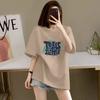 % pure cotton short-sleeved T-shirt for women, the new summer loose printing half-sleeved high-end thin explosive top