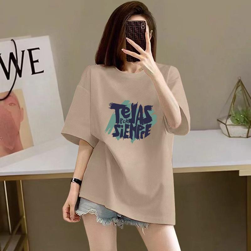 % pure cotton short-sleeved T-shirt for women, the new summer loose printing half-sleeved high-end thin explosive top