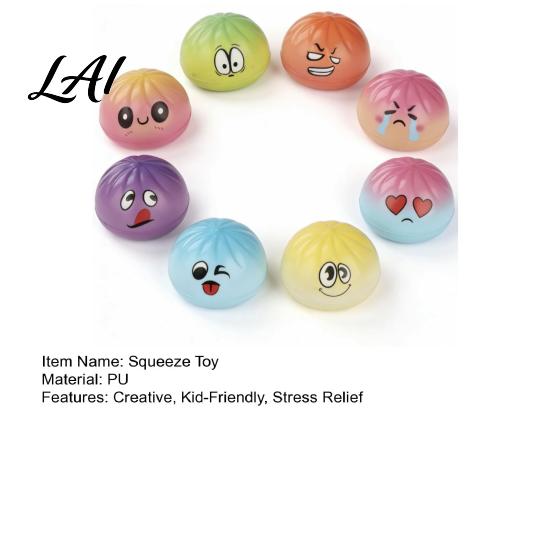 Cute Stress Ball Steamed Bun Slow-Rising Squeeze Toy Soft PU Fidget for Healing Expression Relief Food-Themed Decompression Gadget Kids Adults