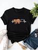 Cute Cartoon Sloth Print TShirt Crew Neck Short Sleeve Casual Top For Summer  Spring Womens Clothing