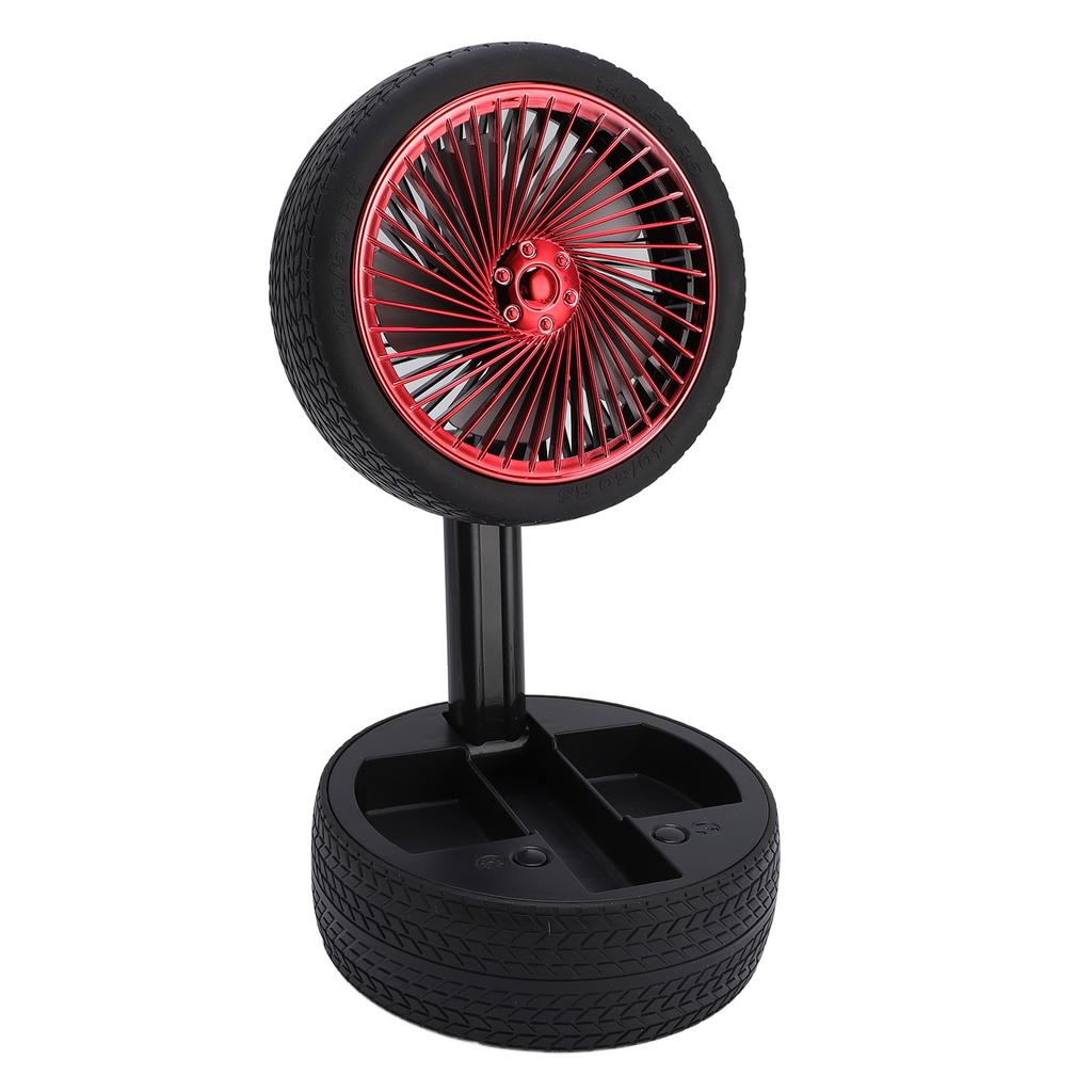 Mini Tire Fan 3 Wind Speeds Vintage Night Light Rechargeable Foldable Table Cooling Fan for Office