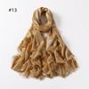 Elegant Two-End Tassel Scarf: Solid Color with Gold and Silver Threads