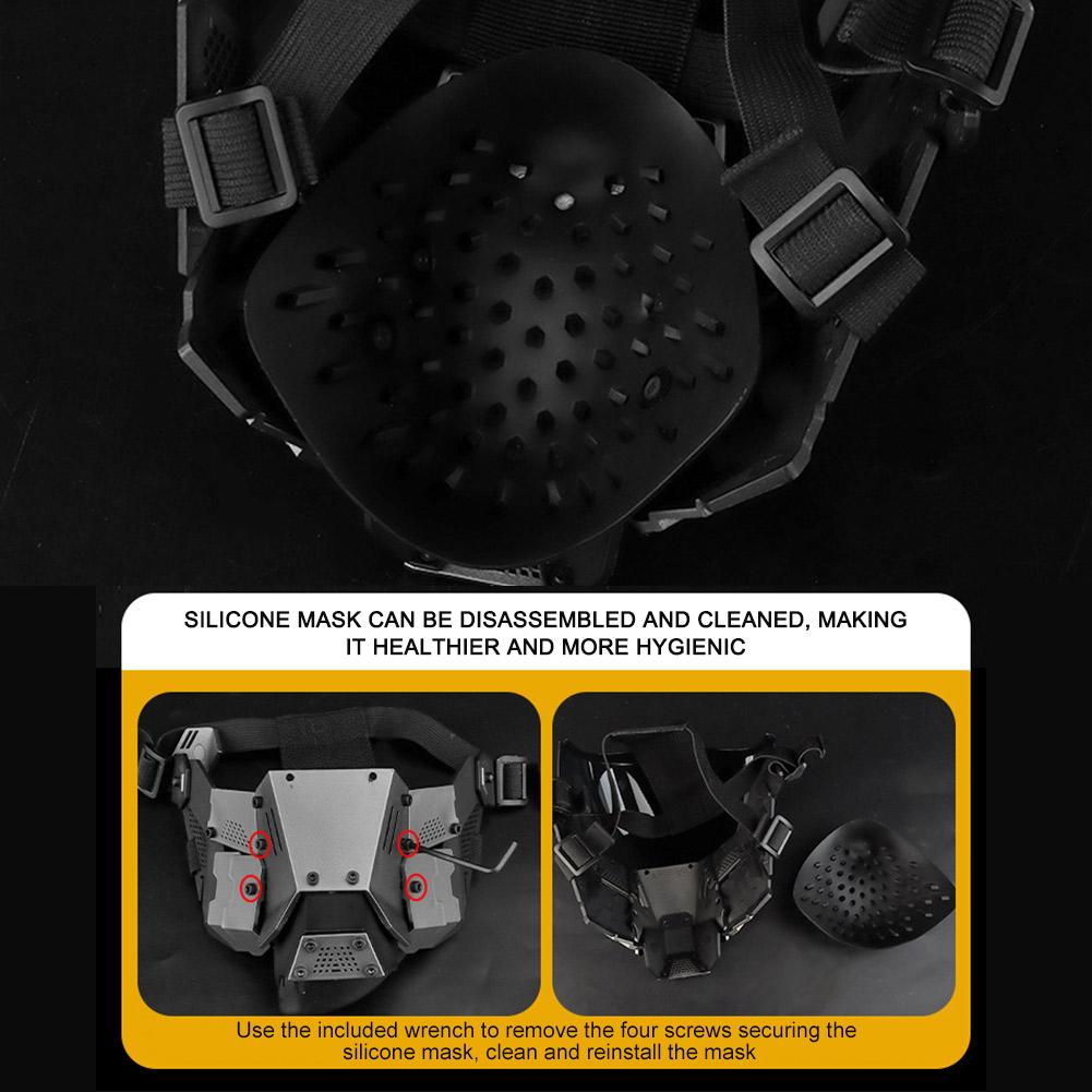 Cyberpunkowa Taktyczna Maska Dowódcy Pełnotwarzowa Przeciwmgielna Maska Paintballowa Dwustronna Odpinana Sprzęt Ochronny do Airsoftu i Wargame