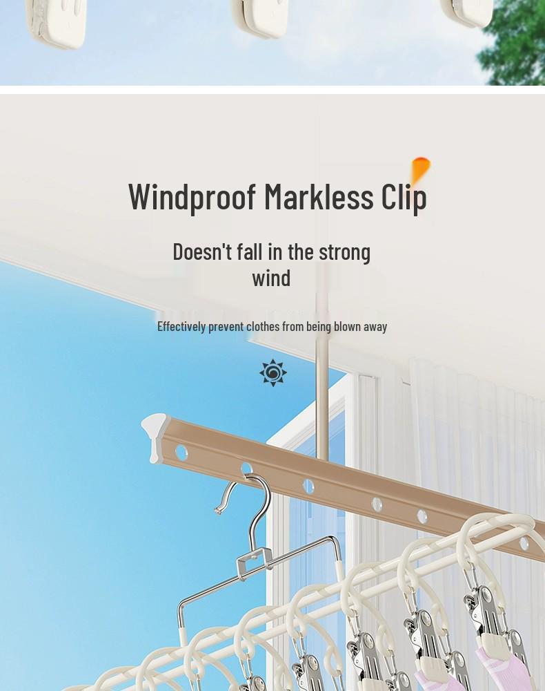 Windproof Stainless Steel Multi-Clip Sock & Underwear Drying Rack