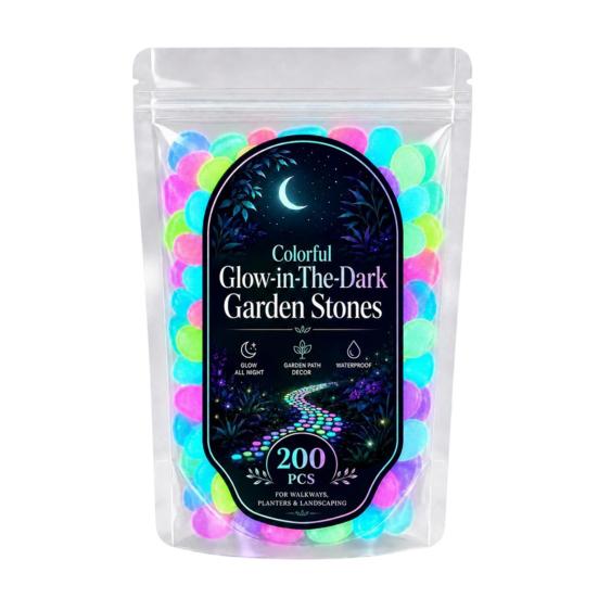 1.5cm Luminous Stones, Glow in The Dark Garden Pebbles, Outdoor Glowing Rocks, Decorative Glowing Pebbles for Pathway Patio Yard Aquarium Fish Tank