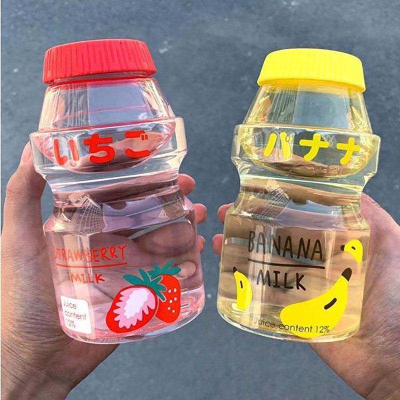 Sticla de apă din plastic de 480 ml în formă de sticlă de băut Sticla drăguță Kawaii pentru agitator de lapte