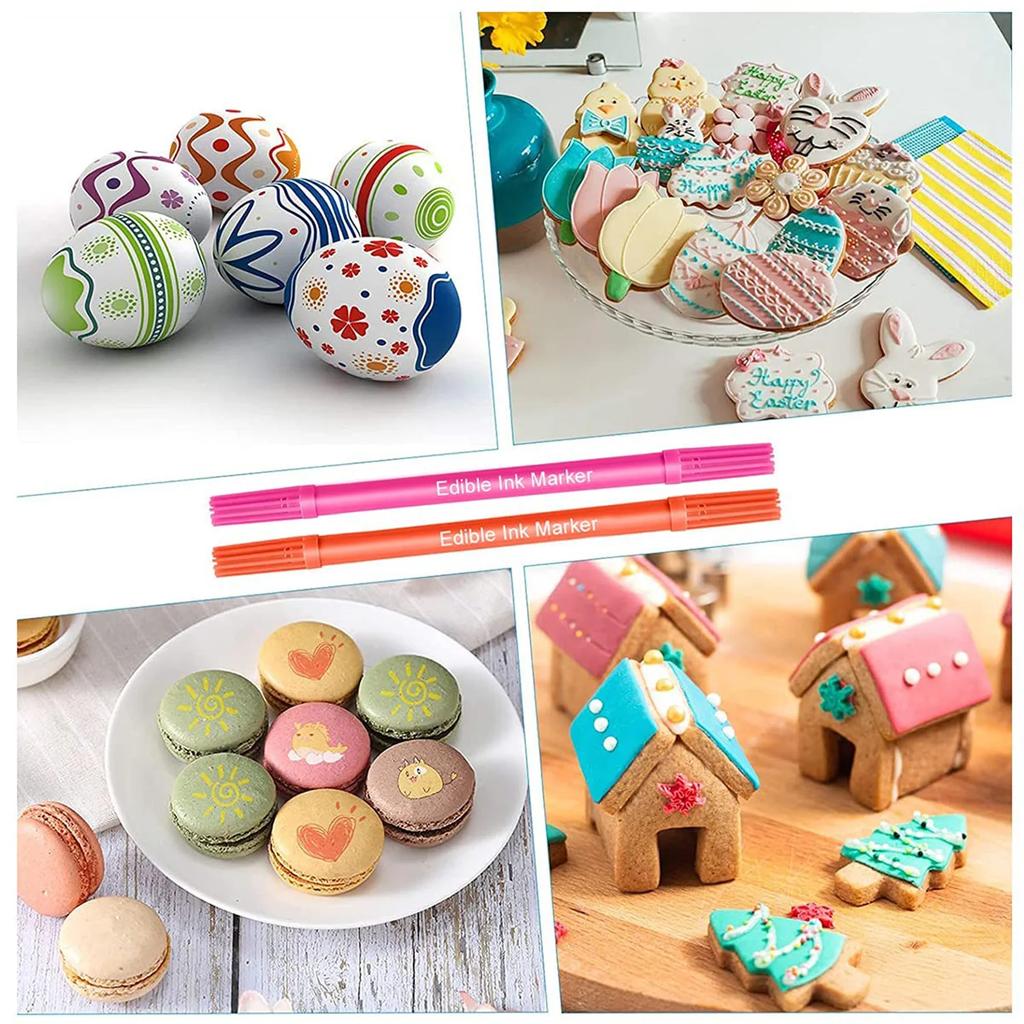 1/10Pcs Markers Pens for Cookie Coloring Pens Fine and Thick Tip Gourmet Writer for DIY Fondant Cakes Frosting