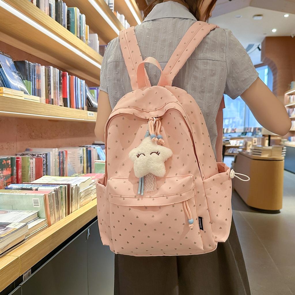 Schoolbag Exquisite High-value Polka Dot Large-capacity Junior High School Student Schoolbag Casual Versatile 1st-1st Grade Backpack Female