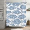 Blue Fish Shower Curtain Decorative Bathroom Waterproof Fabric Bath Mats for Home Decoration White Blue Floral Pattern Watercolo