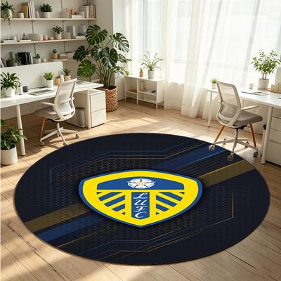 Leeds United Bedrukte Ronde Kristal Fluweel Tapijt Zacht Antislip Vloerkleed Voor Slaapkamer Vakantiecadeau