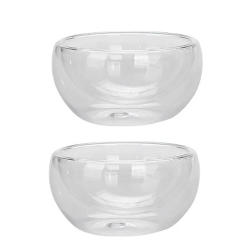 2/6Pcs Double Layer Glass Tea Cup Set Transparent Drinkware Coffee Milk Water Mug Multi-Purpose Brewings Tea Cup Kitchen Tools