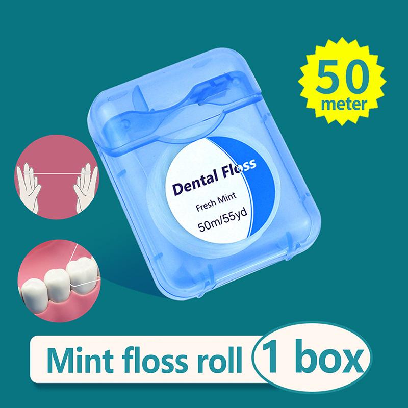 1Pc  Mint Flavored Ultra-Fine High Tensile Orthodontic Floss Portable Dental Floss 50M Oral Hygiene Dental Cleaning Line