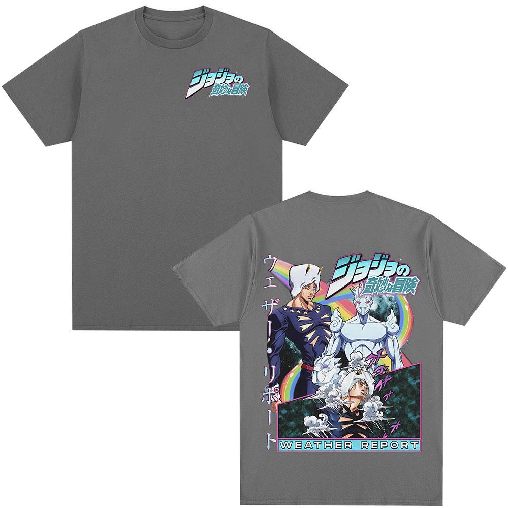 Anime JoJo Bizarre Adventure Tshirt Weather Report Graphic Tshirts Men Women Fashion Casual Short Sleeve Tshirt Streetwear