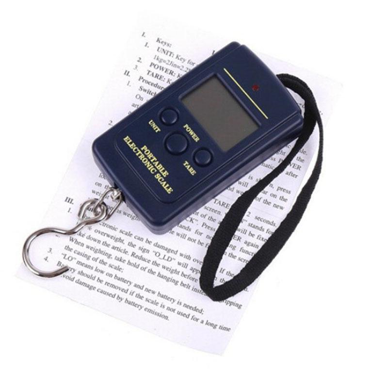 40KG Portable Handheld Electronic Luggage and Fishing Scale with Hook