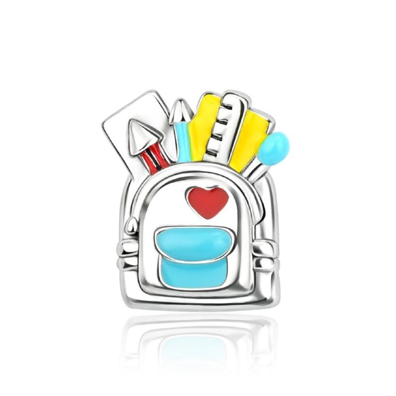 Back To School Copper Charms Bag Earphone Magic Cube Watch Games Console Bead Pendant Fit Bracelet Necklace Jewelry