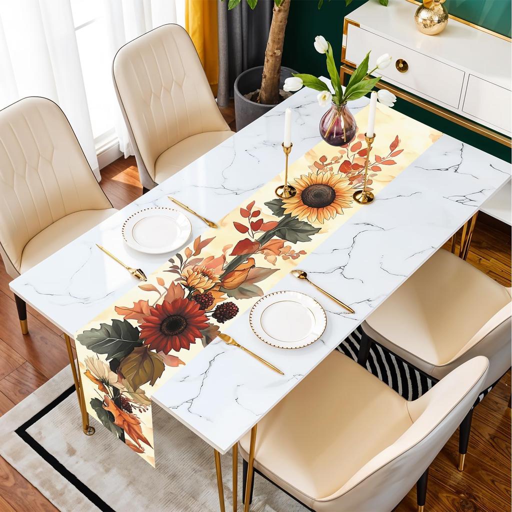Floral Printed Dining Table Scarf Floral Leaves Table Runner Kitchen Dining Table Decoration for Home Party Decor 13x71 Inch (Multicolored-10, 13x71
