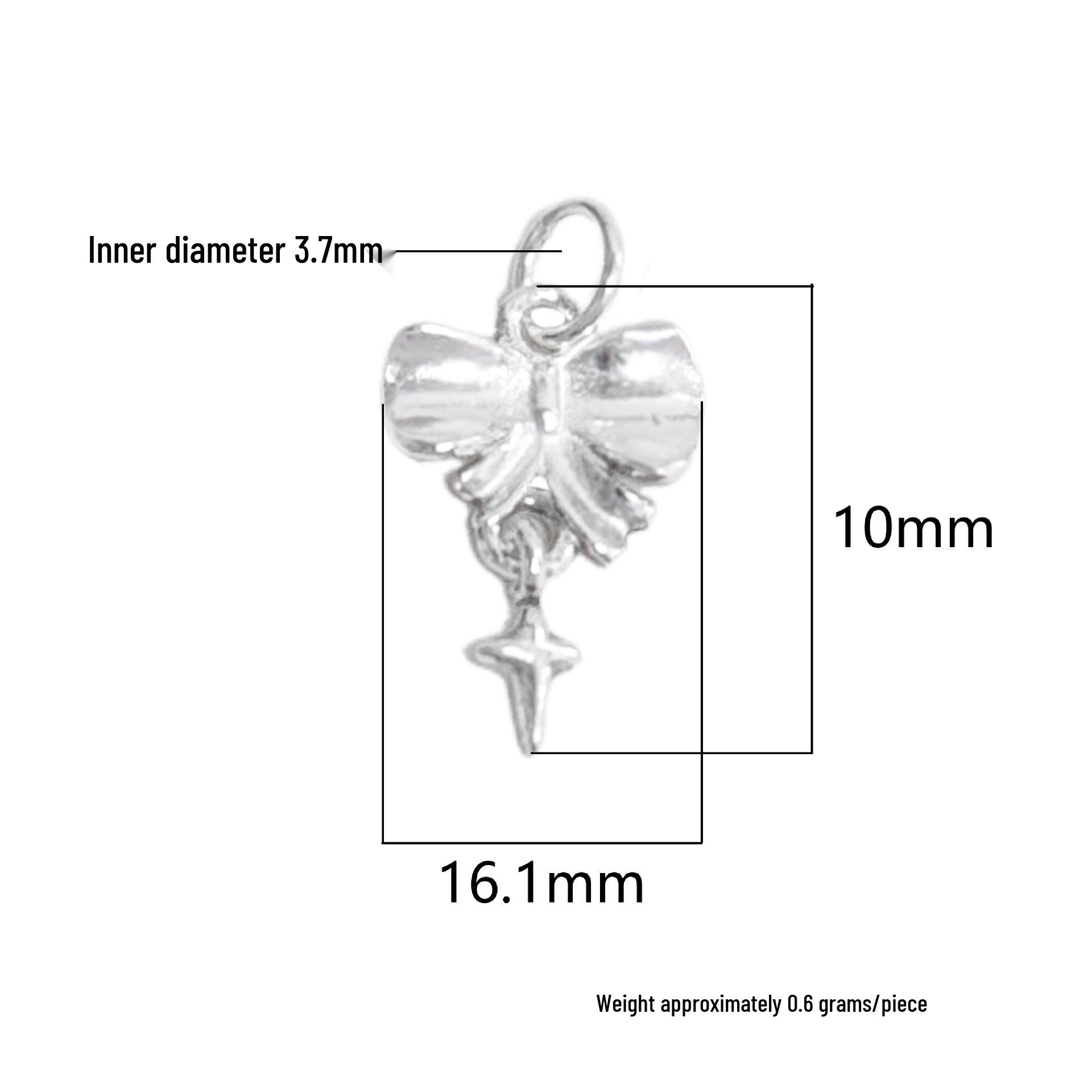 Sterling Silver Bow Tassel Cross Pendant for DIY Crystal Bracelet Necklace Accessories Pure Silver 999