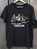 Rare T-shirt Noir Coton Manches Courtes Bande Crème Toutes Tailles Unisexe
