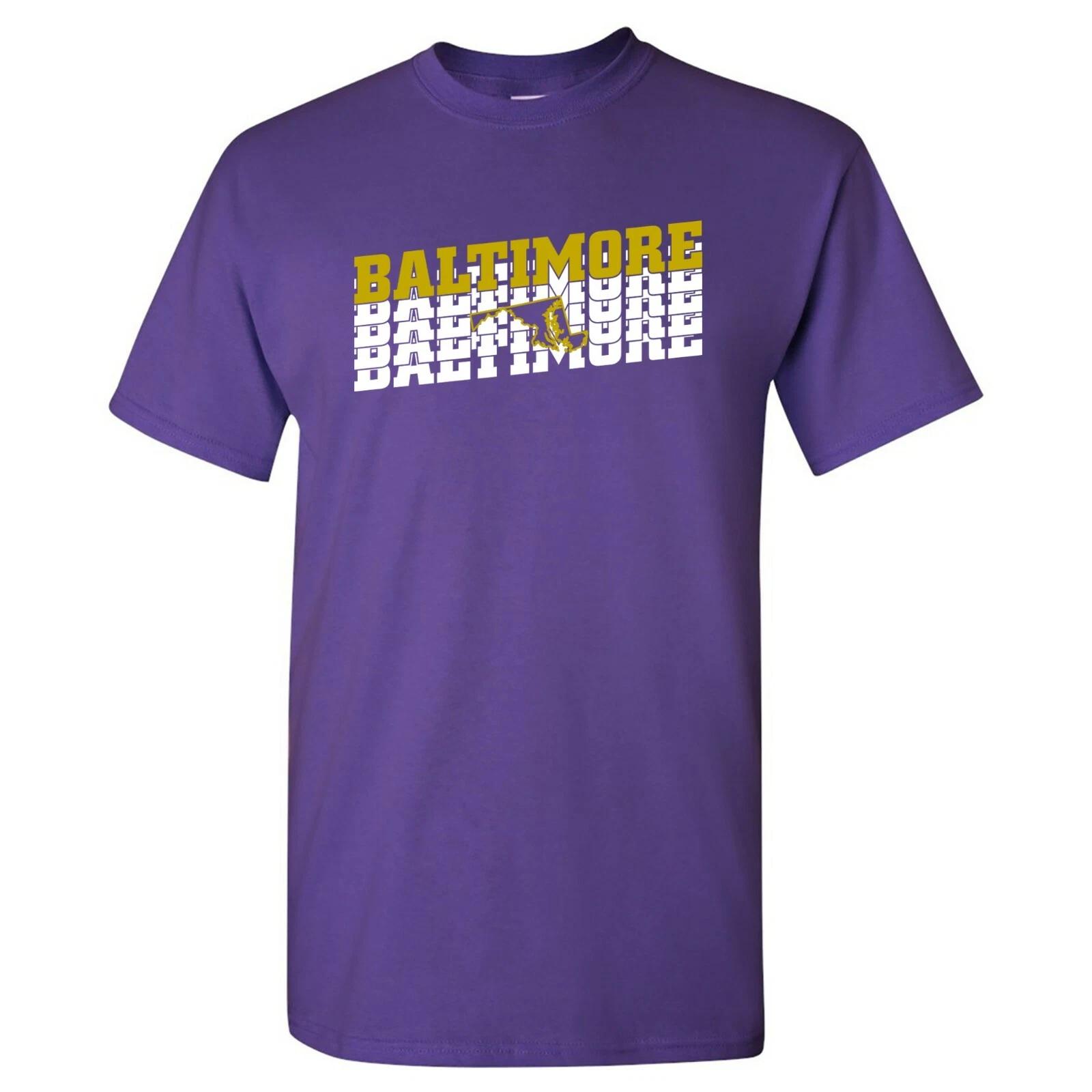 Baltimore Retro Repeat - Sports Team City Pride Tailgating T Shirt - Purple L