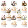 Easter Bunny Cupcake Toppers Cute Food Rabbit 8 Styles Colorful Cake Decorations Easter Day Cake Toppers For Baby Shower Party