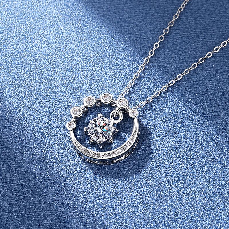 Sterling Silver Necklace Pendant Shining Zircon for Women Wedding Jewelry Engagement Charm Party Gift