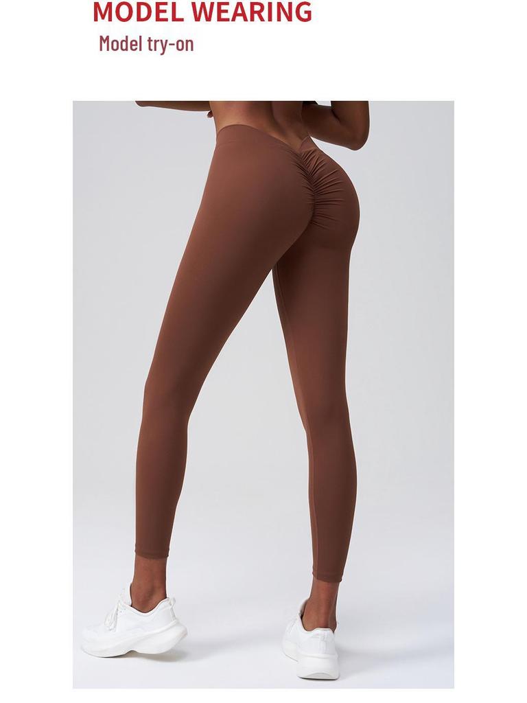 Huaton Butt-Lifting Yoga Pants - No Lines, No Roll, V-Waist Slimming Design for Running & Fitness