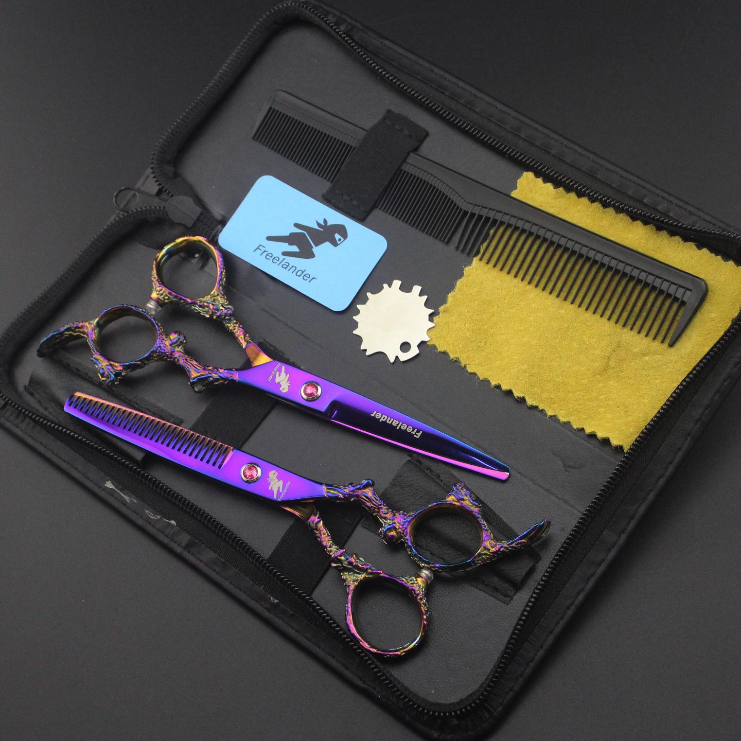 Shenxingzhe Gold & Pink Hairdressing Scissors Set - Dragon Handle Straight & Thinning Shears Gold Dragon Set