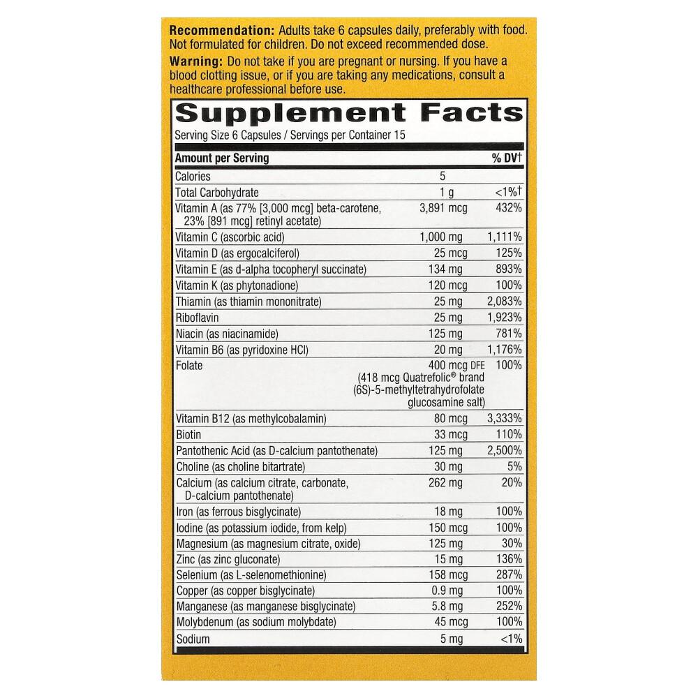 Nature's Way Alive Max6 Potency Multivitamin Capsules 90 Count