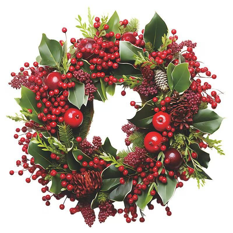 Christmas Wreath & Wall/Fridge Sticker Set: Pine, Cypress, Acacia Bean Design for Home Decor