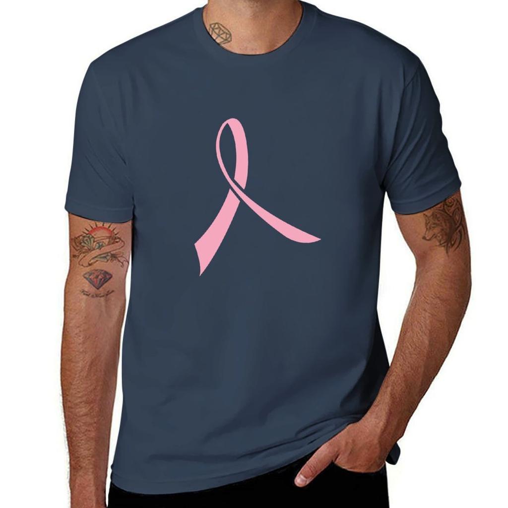 Simple Pink Ribbon Tshirt Basic Solid Color Short Sleeve Tshirt
