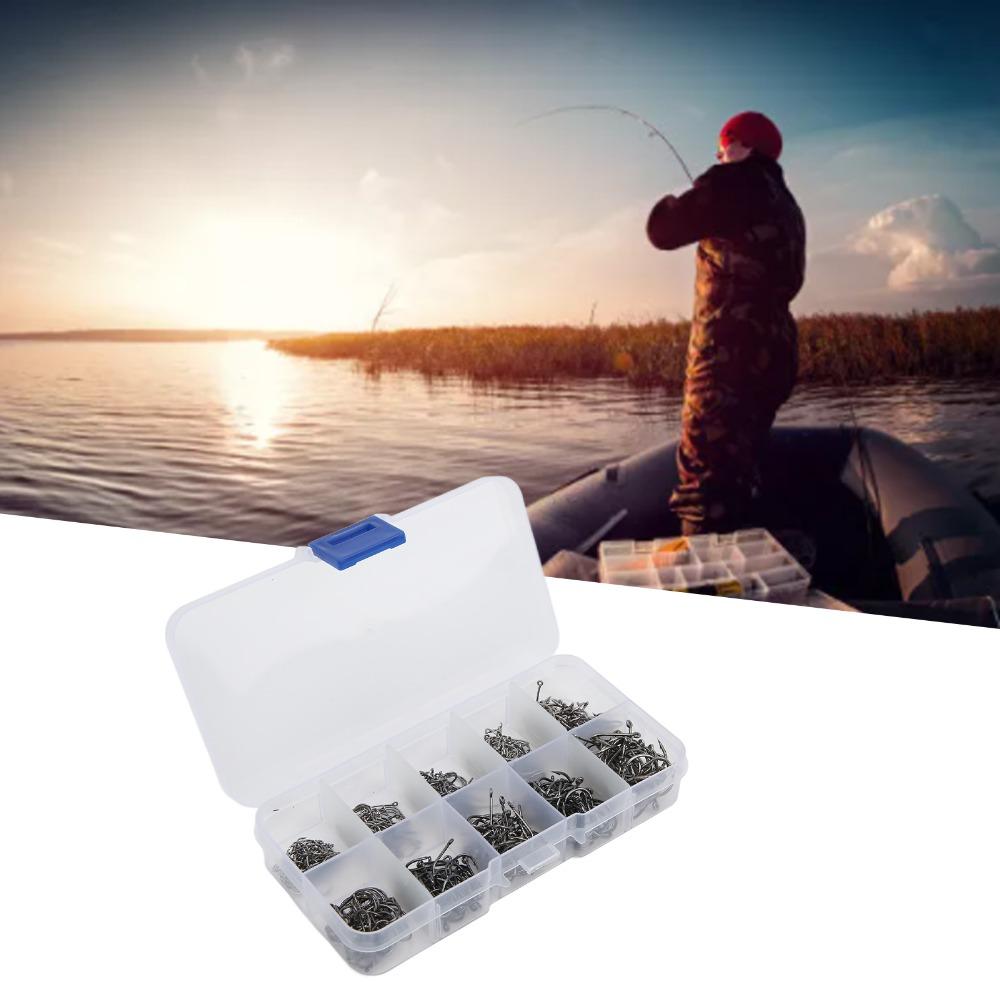 500PCS 10 Sizes Carp Fishing Hooks High Carbon Steel Fly Fishing Hooks  Trout Fishing