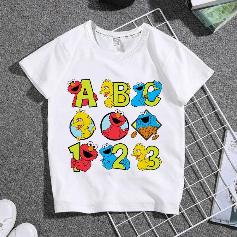 

Summer Children s Boys and Girls T-shirt Street Popping Cartoon Cookie Monster Printed Children s 160