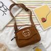Women Girls Soft Corduroy Shoulder Bag Cute Japanese Korean Style Messenger Bag Purse Student Handbag Mini Satchel